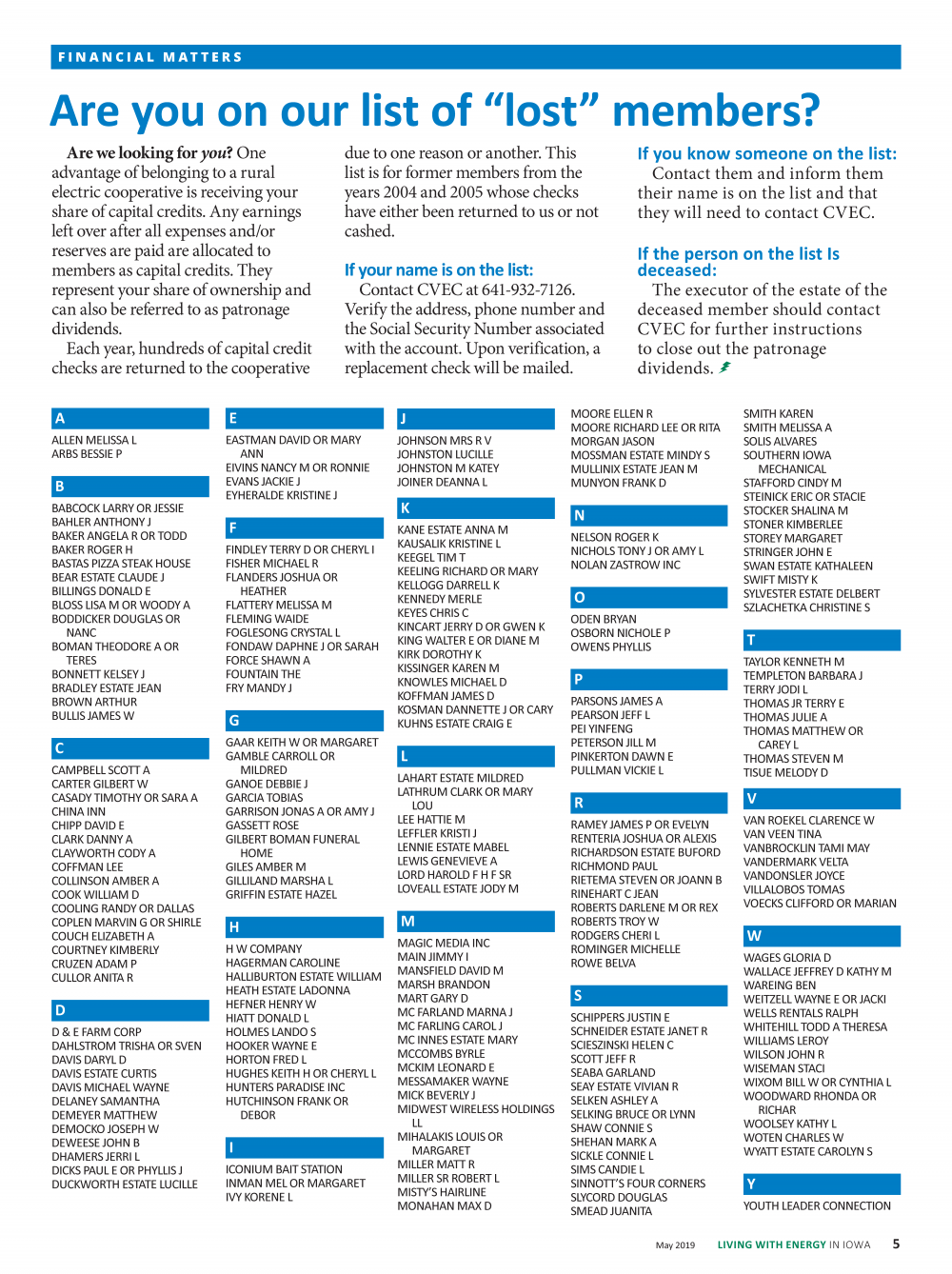 Capital Credits List